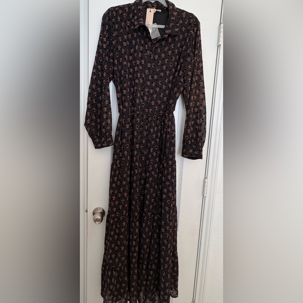 Long Sleeve Black Floral Maxi Dress